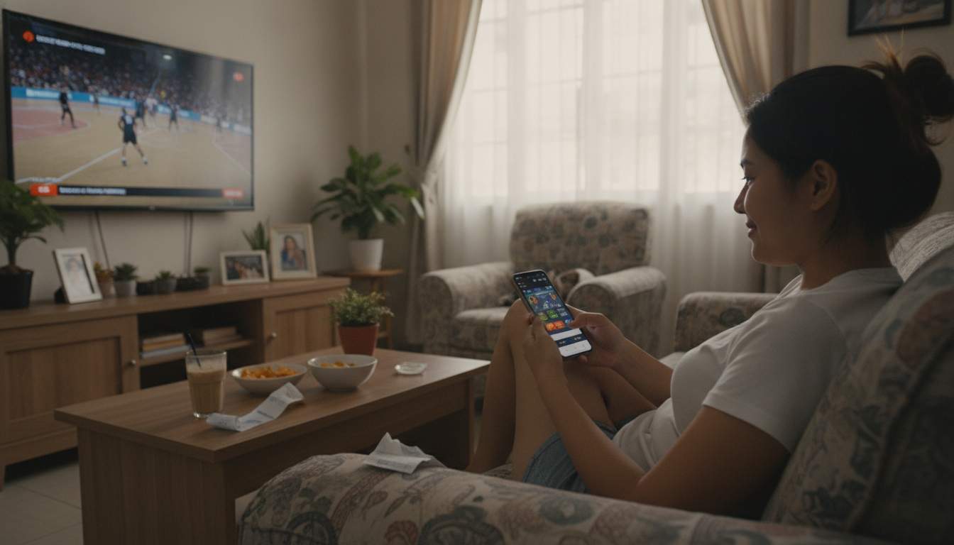 Experience Sports Betting Philippine woman enjoying sports betting on a laptop